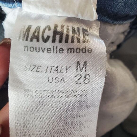 Machine Womens Shorts Blue 28 Flag Distressed Booty Jean High Waisted - Picture 3 of 7